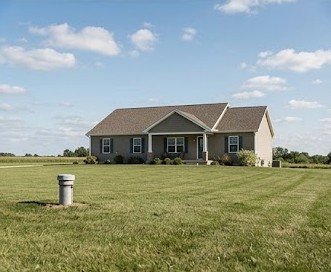 Rural home with a private well water supply